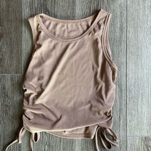 SHEIN Tan Ruched Tie Front Sleeveless Tank Top